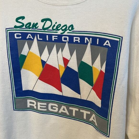 Jerzees Vintage 90s San Diego California Sailboat Crewneck Sweater Medium Unisex - Picture 3 of 9